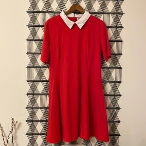 APHRATTI Red Dress Size XXLarge Peter Pan Collar Fit Flare Skater whimsigoth
